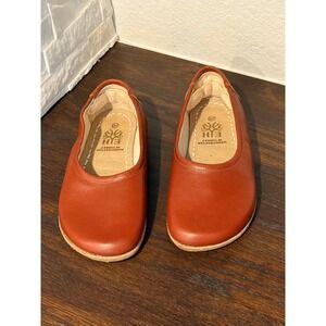 Earthing Harmony Handcrafted Leather Barefoot Flats Cognac Brown Wide Size 37